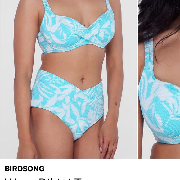 Birdsong Blue White Floral Wrap Bikini Swim Top 38DDd BNWT - Picture 5 of 8
